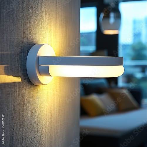 Obraz na płótnie Modern bedroom wall lamp, minimalist design. w salonie