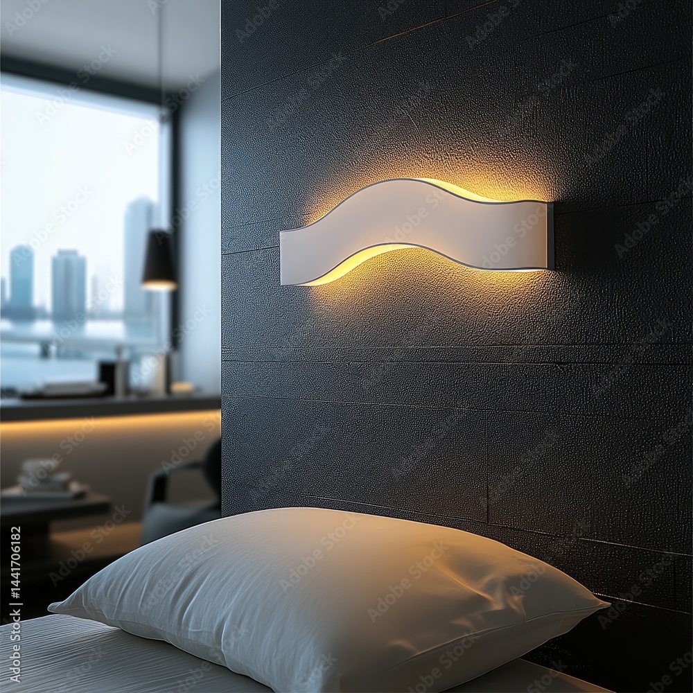 Modern bedroom wall lamp, minimalist design.