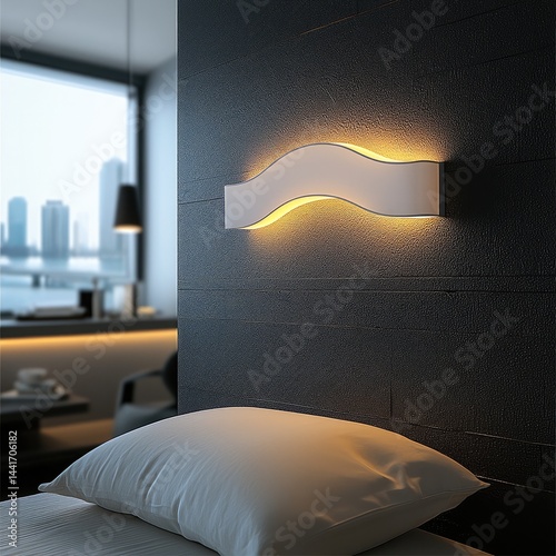 Obraz na płótnie Modern bedroom wall lamp, minimalist design. w salonie