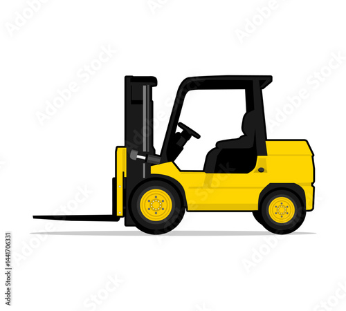 yellow forklift vector illustration