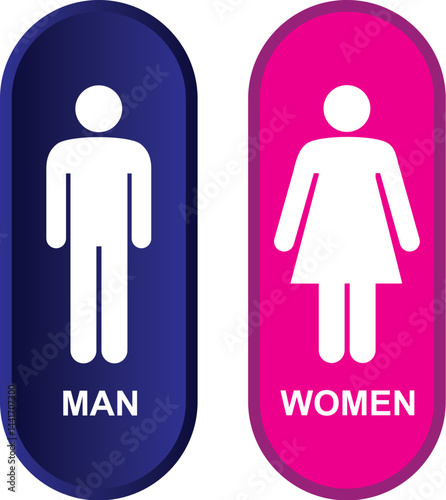 bathroom sign icon with male and female symbols, public restroom signage for facilities and directions