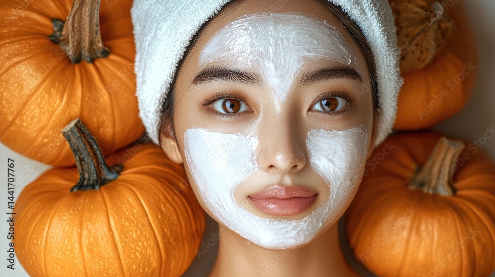 Pumpkin enzyme skin peel, Korean woman.