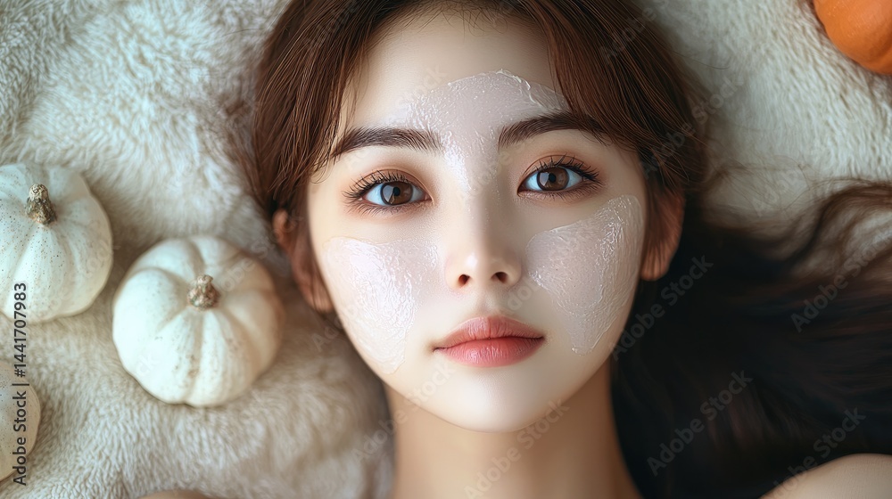 Pumpkin enzyme skin peel, Korean woman.