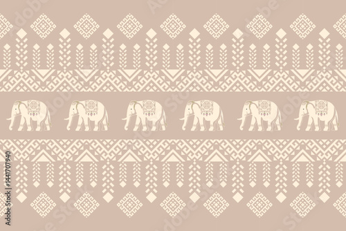 Geometric, 
Beautiful Thailand,elephant pattern,floral,thai pattern,seamless,Traditional,ethnic,fabric pattern for textiles,rugs, wallpaper,clothing, sarong,batik,print,background,illustration,vector