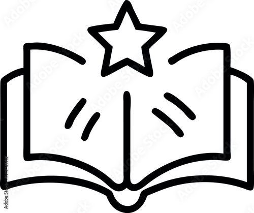 An open book with a star badge floating above