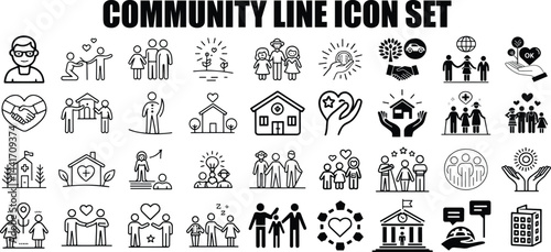 Community and Nonprofit Glyph Icons Set – Civic Engagement and Service Collection