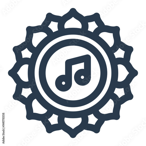 Mantra Symbol with Musical Note in Mandala