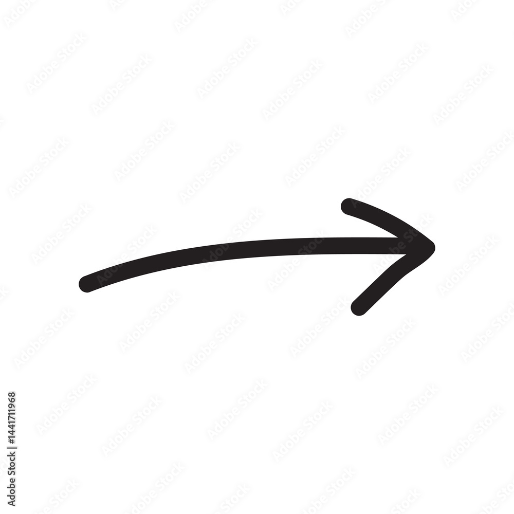 Curved Black Arrow Icon Pointing Right – Minimalist Hand-drawn Style Curved Black Arrow Icon Pointing Right – Minimalist Hand-drawn Style