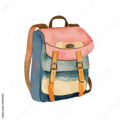 watercolor illustration of Backpack clipart isolated