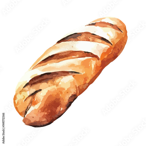 watercolor illustration of Baguette clipart isolated