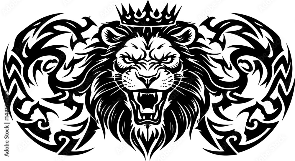 Obraz premium Tribal Lion King Emblem Vector Tettoo