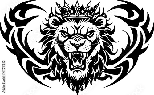 Tribal Lion King Emblem Vector Tettoo