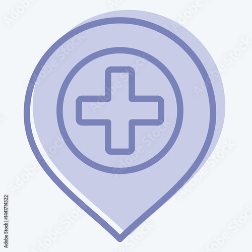 Icon Hospital. related to Location symbol. two tone style. design editable