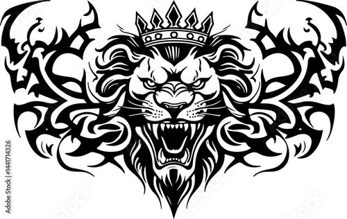 Tribal Lion King Emblem Vector Tettoo