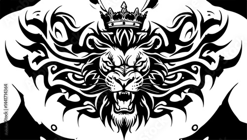 Tribal Lion King Emblem Vector Tettoo