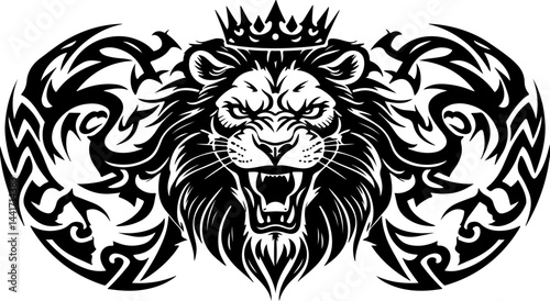 Tribal Lion King Emblem Vector Tettoo