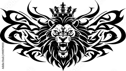 Tribal Lion King Emblem Vector Tettoo