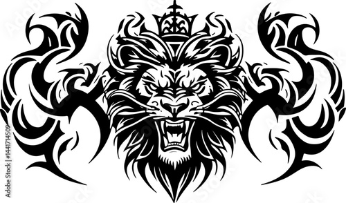 Tribal Lion King Emblem Vector Tettoo