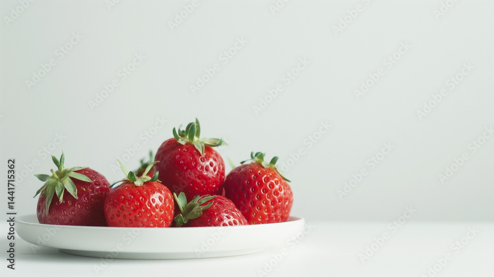 Berry Perfect: Strawberries fanned neatly on a white plate, leaving room for text