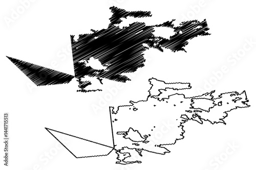 Lake Engozero (Russia, Russian Federation, Republic of Karelia) map vector illustration, scribble sketch map