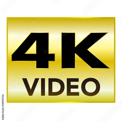 4K Ultra HD Video Icon.Golden Logo Symbols