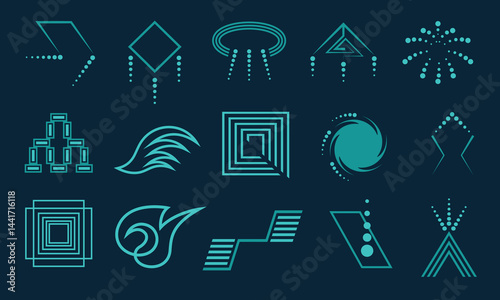 Modern abstract technological set of logo for technology company, group, team, agency, product. Set of abstract logo