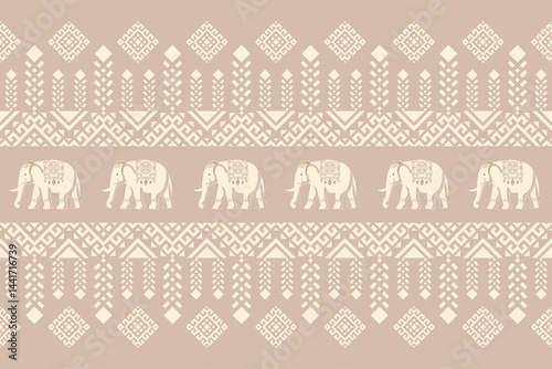 Geometric, 
Beautiful Thailand,elephant pattern,floral,thai pattern,seamless,Traditional,ethnic,fabric pattern for textiles,rugs, wallpaper,clothing, sarong,batik,print,background,illustration