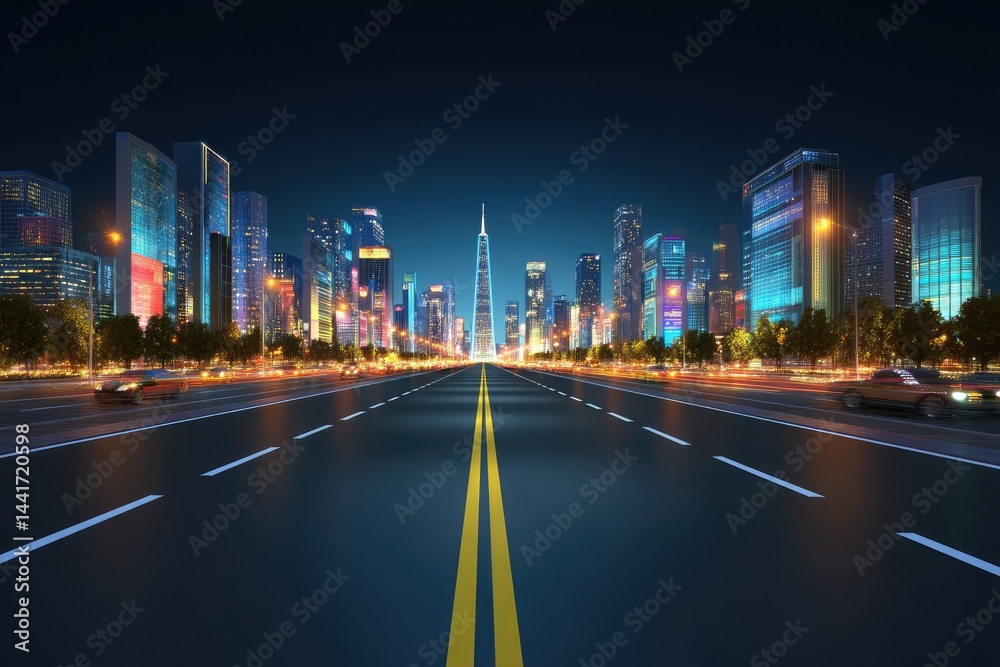 Obraz premium City lights highway at night