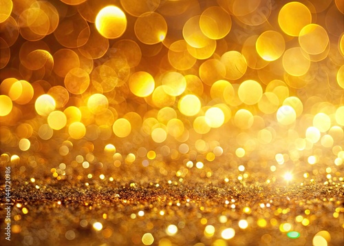 Abstract Gold Bokeh Background, Yellow Blurred Lights, Shiny Golden Sparkle, Festive Holiday Texture, Elegant Design, Luxury Backdrop