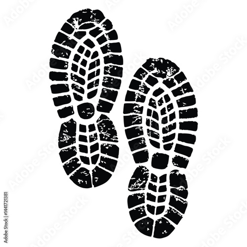 Boot print isolated on white background