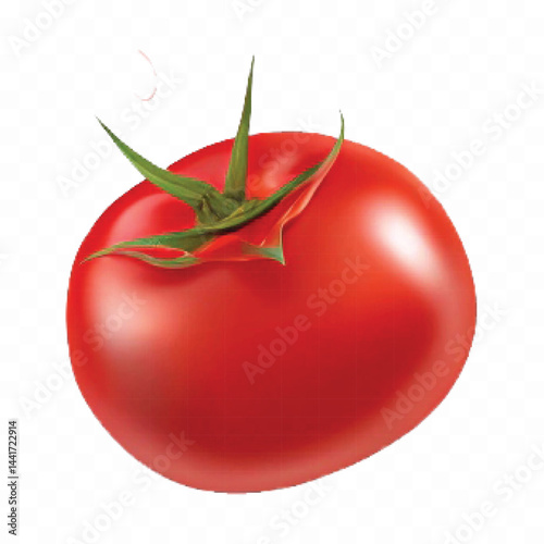 realistic 3d red tomato and slice isolated on  transparent background