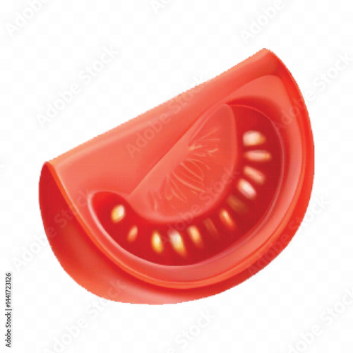 realistic 3d red tomato and slice isolated on  transparent background
