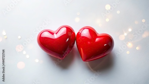 Aerial Heart Photography: Drone Shot of Two Hearts, White Background, Romantic Love