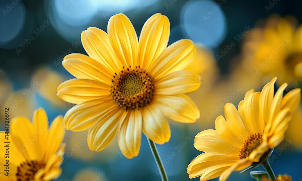 Closeup of Yellow Petal Flowers with Bokeh Background in Natural Light Capturing Details and Vibrant Colors in a Garden Setting with Soft Focus Closeup of Yellow Petal Flowers with Bokeh Background in Natural Light Capturing Details and Vibrant Colors in a Garden Setting with Soft Focus