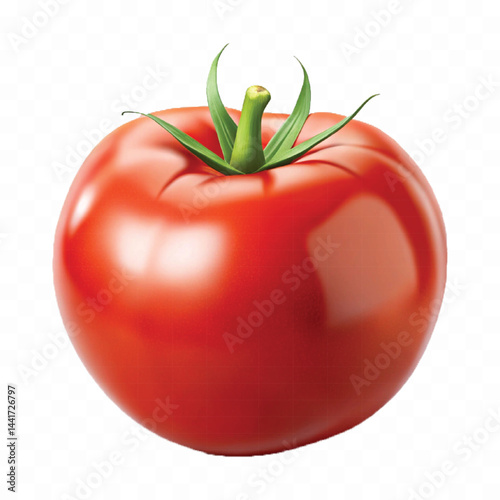 realistic 3d red tomato and slice isolated on  transparent background