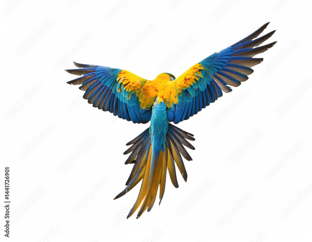 Obraz premium Blue-and-gold Macaw in Flight: A Vibrant Avian Masterpiece