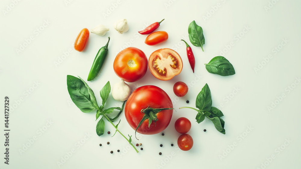 Fresh greens, carrots, and peppers poised simply against a soft backdrop with room to breathe