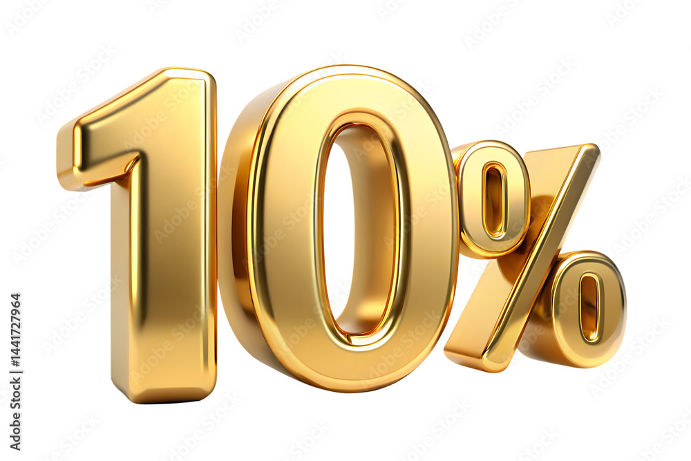 3d golden ten percent 10 isolated on white background PNG 3d golden ten percent 10 isolated on white background PNG