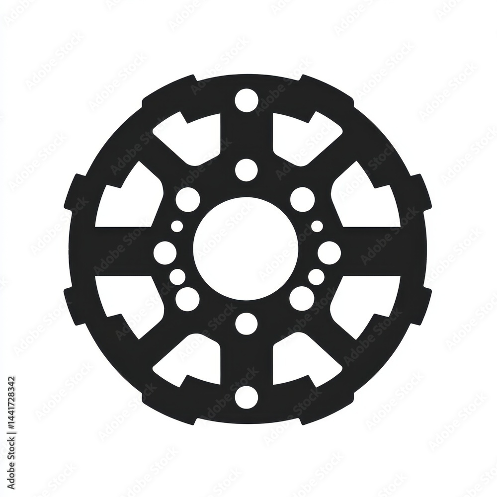 Fototapeta premium Black Circular Mechanical Part with Intricate Cutouts