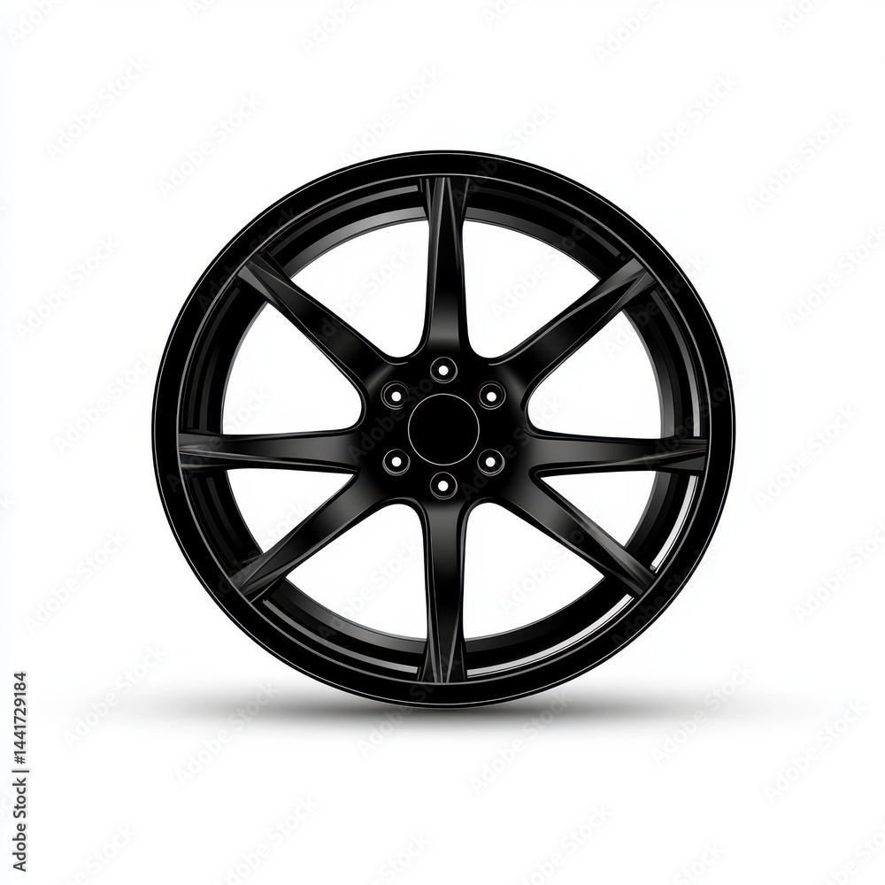 Obraz premium Black Multi Spoke Alloy Wheel Rim on White Background