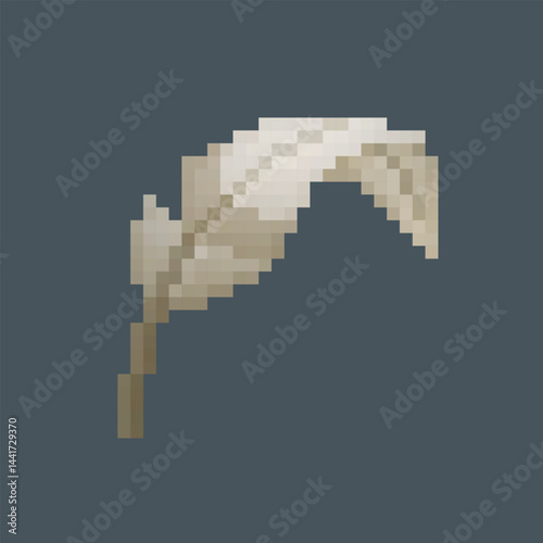 bird feather in pixel art style with isolated background