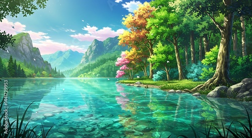 Chromatic River's Embrace AI Generated