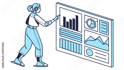 Vector illustration of a futuristic AI interface, representing advanced digital systems and innovation