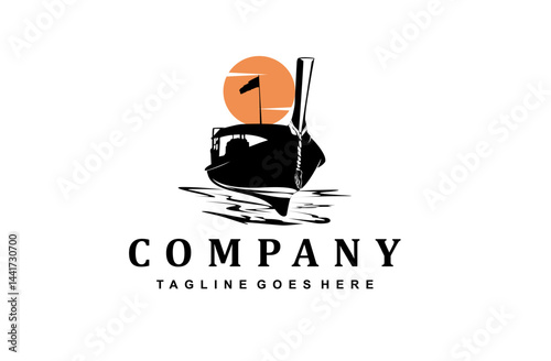 Vintage Traditional Longboat Viking War Ship logo design inspiration