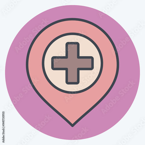 Icon Hospital. related to Location symbol. color mate style. design editable
