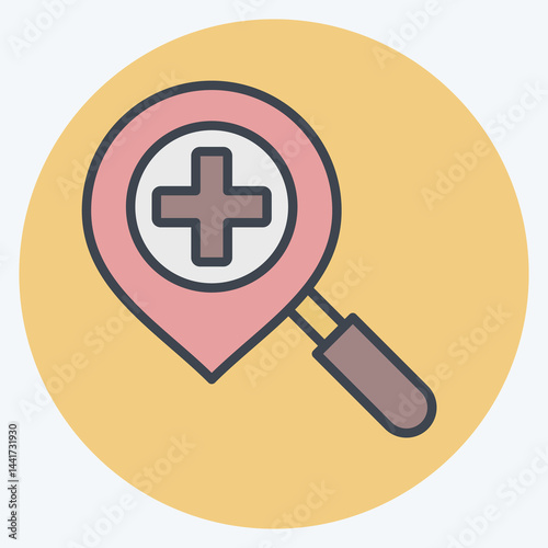 Icon Location Search. related to Location symbol. color mate style. design editable
