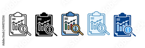 Financial Review  Icon Set Multiple Style Collection