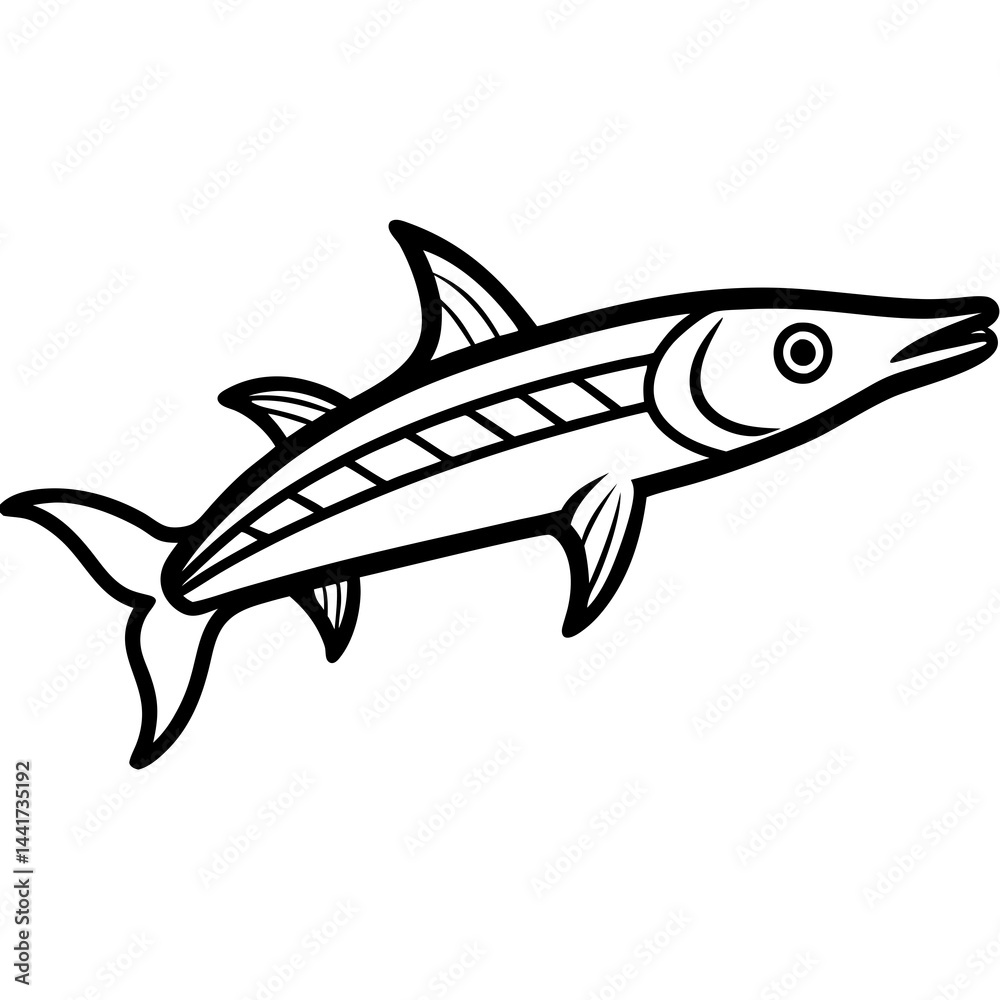 Obraz premium Barracuda Silhouette Vector Illustration
