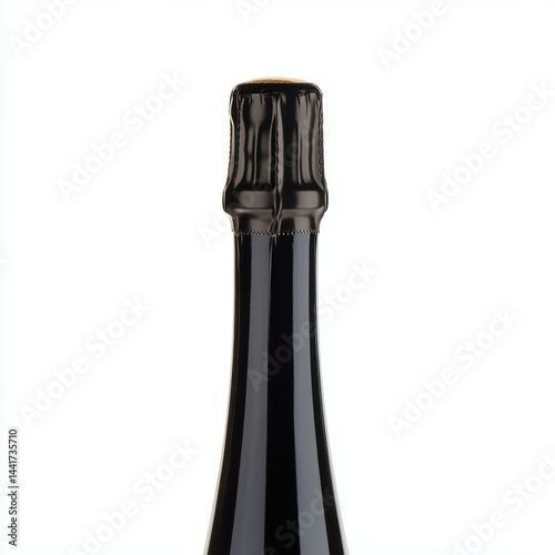 Close-up of champagne bottle cork popping for New Year celebration, isolated on white background, clean and festive