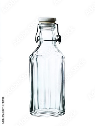 Wallpaper Mural Clear Glass Bottle with White Swing Top Lid on White Background Torontodigital.ca